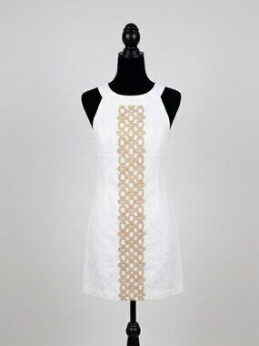 Lilly Pulitzer Jacqueline Shift Dress 4 Sleeveless Lace Trim Nautical Preppy